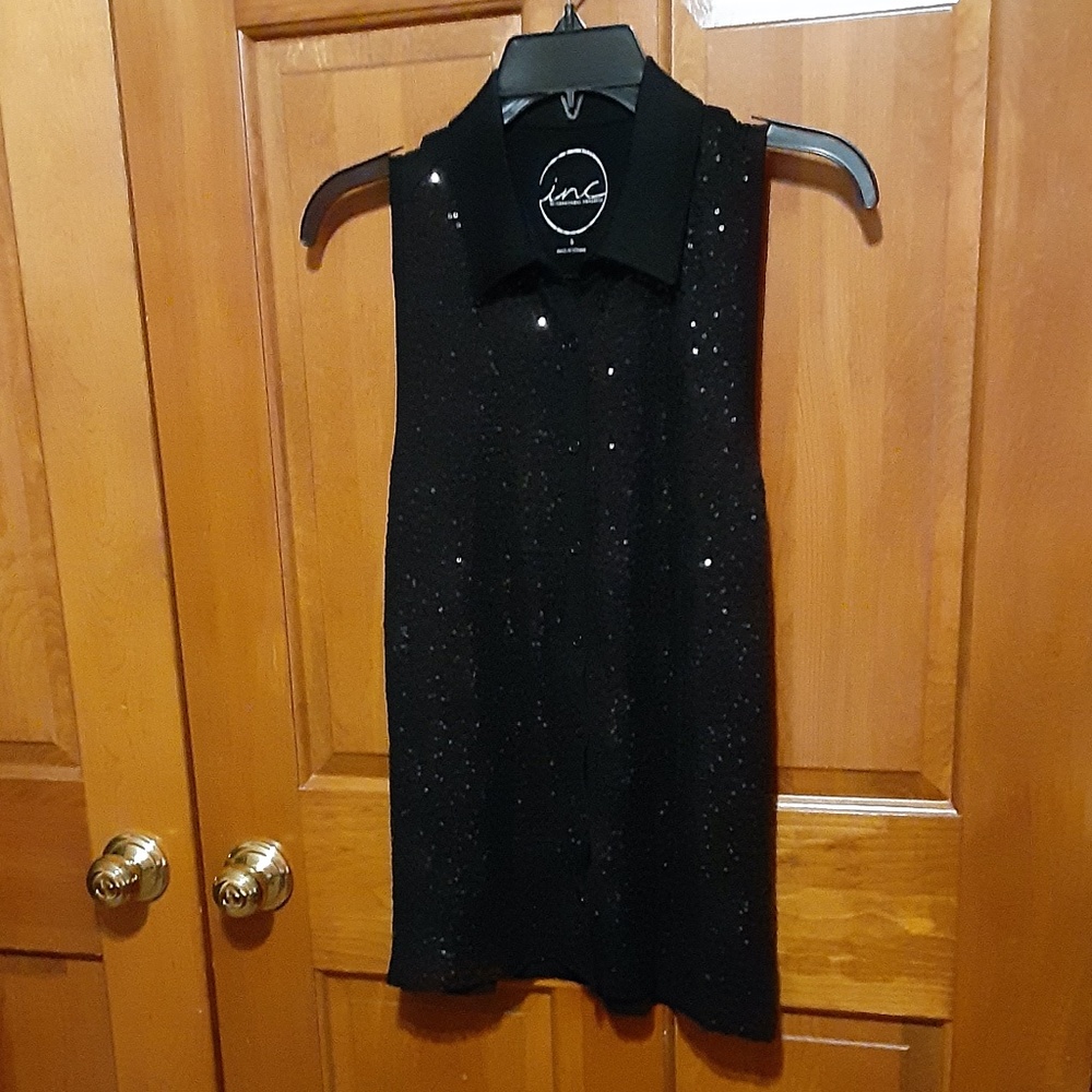 Inc International Concepts Black Sequins Top